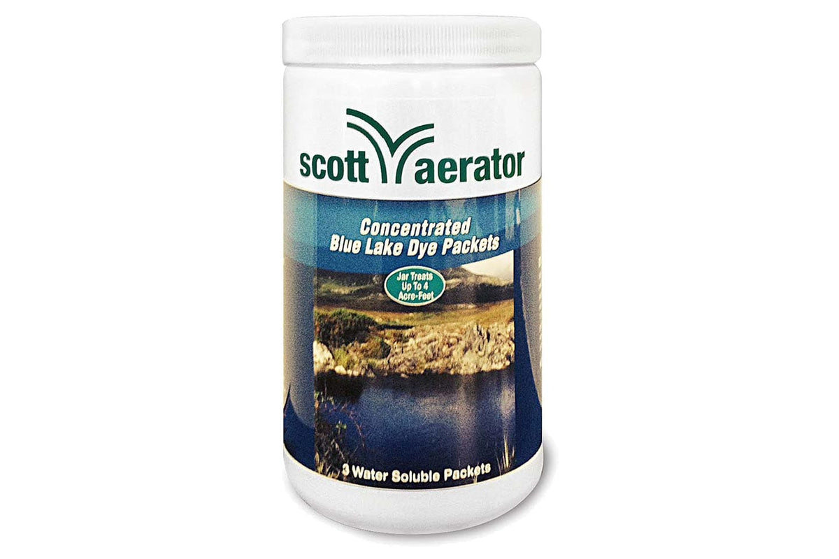 Concentrated blue pond dye water-soluble packets